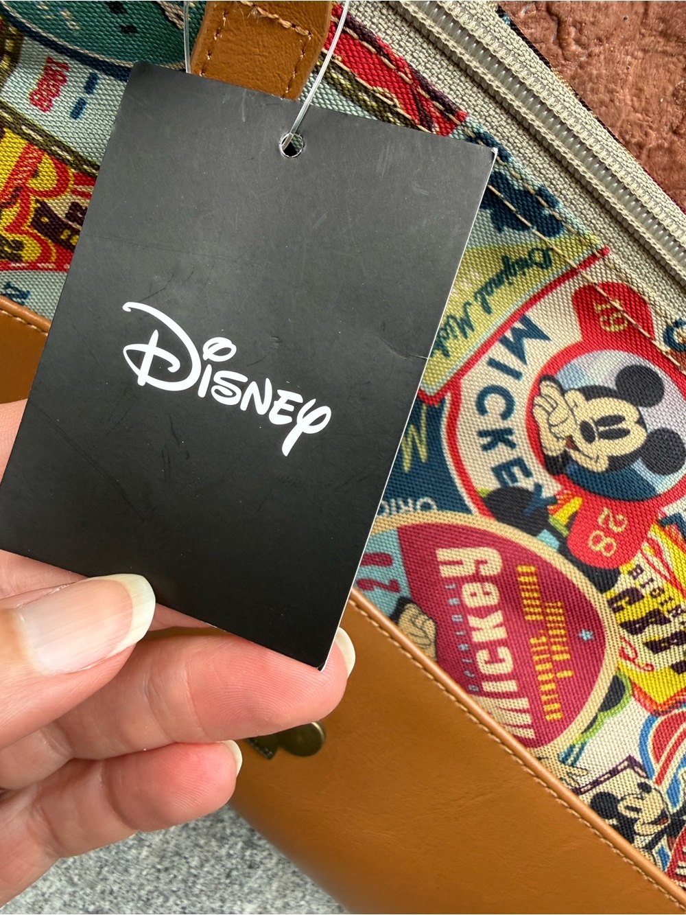 Disney Mickey Patchwork Crossbody Bag in Tan & Multicolor - Picture 3 of 7